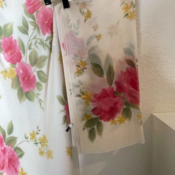 Ann Taylor 100% Silk Maxi Floral Sleeveless Dress w/ Shawl Y2K Sz 6 Multicolor - Picture 5 of 13